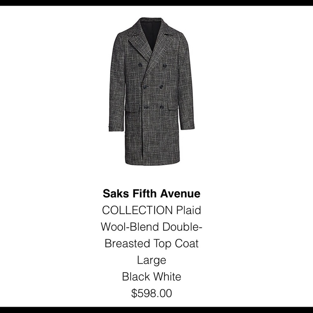 Saks Fifth Ave Collection - Black and grey pea coat - L